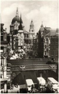 St. Paul's Cathedral from Ludgate Circus, London, England, United Kingdom, Postcard, circa 1930's
