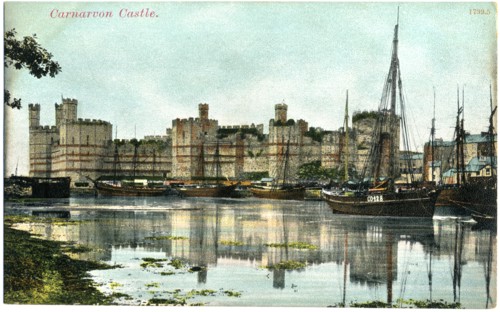 Caernarfon Castle, Wales, United Kingdom, Illustrated Postcard