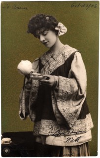 Woman in Kimono Pouring Tea into Teacup, Postcard, circa 1906
