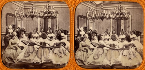 Group of Women Dancing at Party, Stereo Card, circa 1890