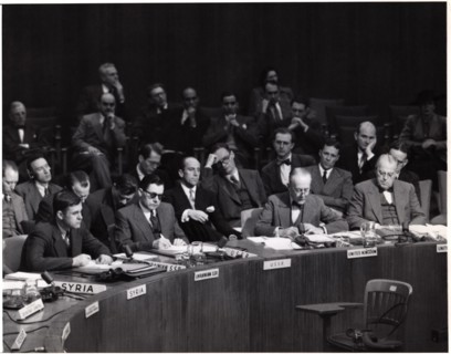U.N. Delegate Sir Alexander Cadogan of Great Britain Offers Arms Embargo, United Nations, Lake Success, New York, USA, May 27, 1948
