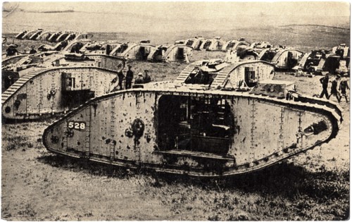British Tanks, France, WWI, Postcard, circa 1917