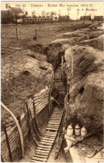 British War Trenches, Zillebeke, Belgium, WWI Postcard, circa 1915
