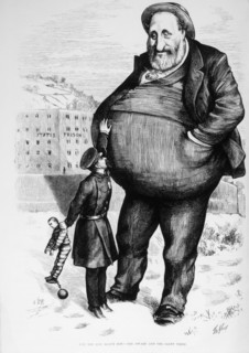 Anti-Tammany Hall Political Cartoon featuring William M. "Boss" Tweed, "Can the Law Reach Him?", by Thomas Nast, Harper's Weekly, 1872