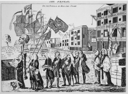 Political Cartoon Featuring British Prime Minister George Grenville after the Repeal of the Stamp Act on American Colonies, 1766