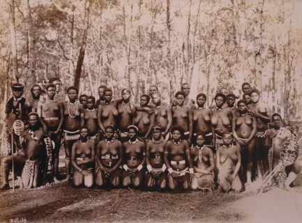 Large Group of Zulu Women and Men, Africa, circa 1890