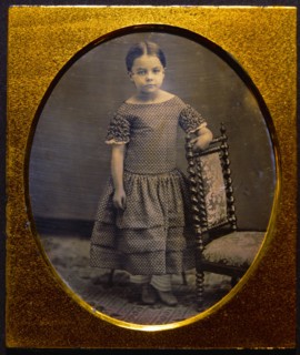 Young Girl Standing Next to Chair, Portrait, Daguerreotype, circa 1850's