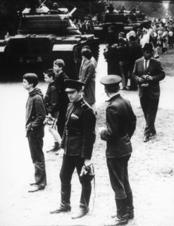 American Tanks in West Berlin, Russian Soldiers in Foreground, 1965