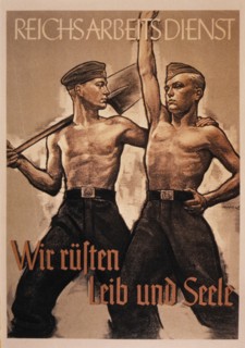 Nazi Germany Labor Service Poster, Reichsarbeitsdienst (We Prepare our Body and Soul), circa mid-1930's