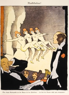 Row of Nude Showgirls, "Nude Culture" (Nachtkultur), Illustration by Eduard Thony in German Weekly Magazine, Simplicissimus, 1926