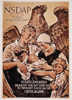 Family in Front of Eagle, Nazi Party (NSDAP) Political Poster, Germany, 1936