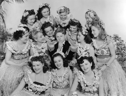Mickey Rooney Surrounded by Beautiful Young Women, on-set of the Film, "Andy Hardy gets Spring Fever", 1939