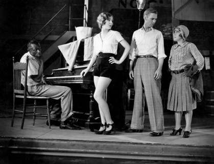 Stepin Fetchit, Mae Clarke,  Lee Tray, Daphne Pollard, on-set of the Film, "Big Time", 1929