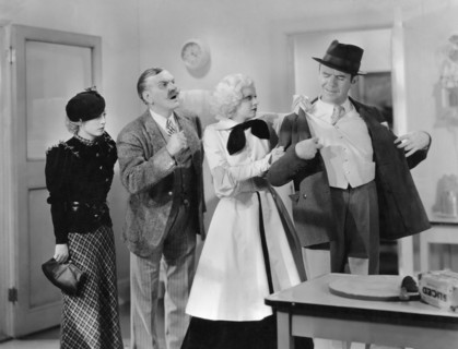 Isabel Jewell, Frank Morgan, Jean Harlow, Ted Healy, on-set of the Film, "Bombshell", 1933