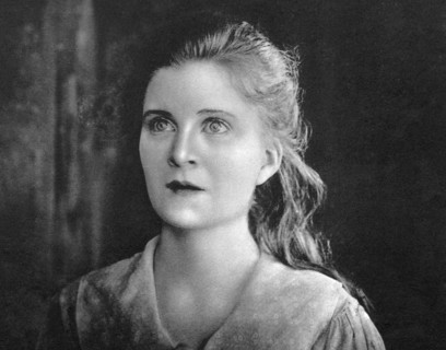 Mae Marsh, on-set of the silent film, "Intolerance", 1916