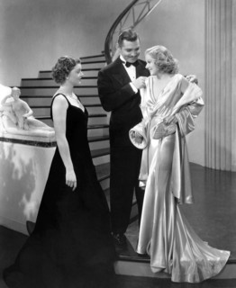 Myrna Loy, Clark Gable, Jean Harlow, on-set of the Film "Wife vs. Secretary", 1936