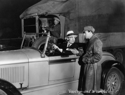 Chester Morris, Hal Skelly, on-set of the Film "Woman Trap", 1929