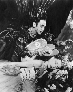 Robert Helpmann, Moira Shearer, on-set of the Play "A Midsummer Night's Dream", Edinburgh Festival, 1954