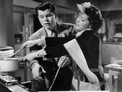 Barry Nelson, Marsha Hunt, on-set of the Film "The Affairs of Martha", 1942