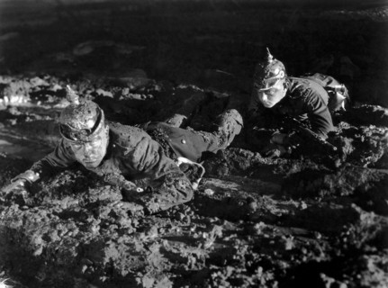 Two Soldiers on-set of the Film "All Quiet on the Western Front", 1930