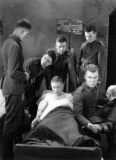 Lew Ayres (standing, right), on-set of the Film "All Quiet on the Western Front", 1930