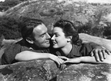 Randolph Scott, Gene Tierney, on-set of the Film " Belle Star",  20th Century Fox, 1941