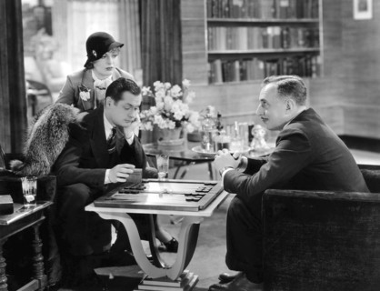Billie Dove, Robert Montgomery, Douglas Dumbrille, on-set of the Film "Blondie of the Follies", 1932