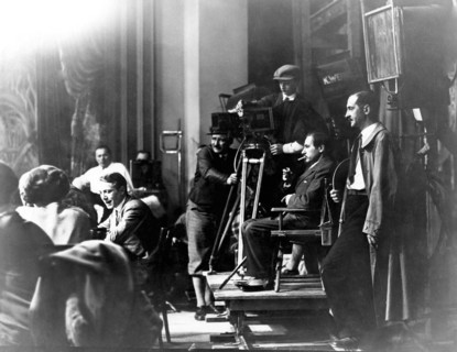 Director Josef von Sternberg, (seated behind camera), on-set of the Film "Dishonored", 1931