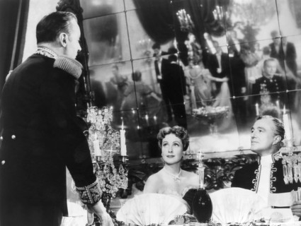 Charles Boyer, Danielle Darrieux, Vittorio De Sica, on-set of the Film "The Earrings of Madame De…" 1953