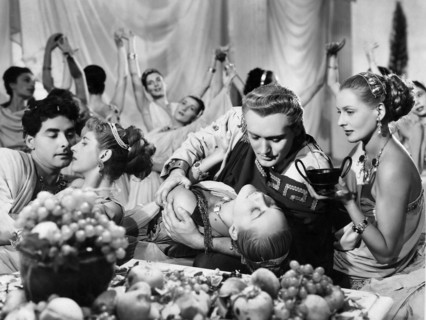 Italo Tajo, Nelly Corradi, Gino Mattera, on-set of the Film "Faust and the Devil" (aka La Leggenda di Faust", 1950