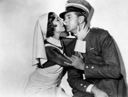 Helen Hayes, Gary Cooper, on-set of the Film "Farewell to Arms", 1932