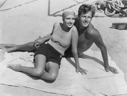 Kay Francis, Joel McCrea, on-set of the Film "Girls About Town", 1931