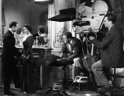 William Powell, Luise Rainer, Director Robert Z. Leonard,  on-set of the Film "The Great Ziegfeld", 1936