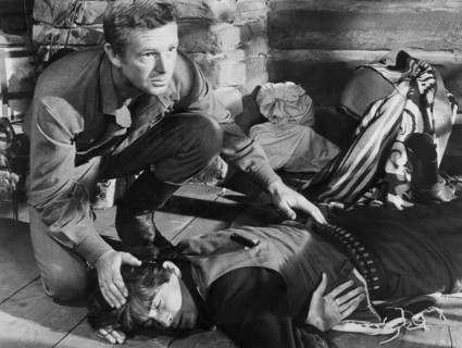 Sterling Hayden, Royal Dano, on-set of the Film "Johnny Guitar", 1954