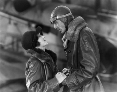 Fay Wray, Gary Cooper, on-set of the Silent Film "The Legion of the Condemned", 1928