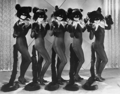 Chorus Girls in Cat Costumes  for 'Cat Walk' Routine, on-set of the Film "Madam Satan", 1930