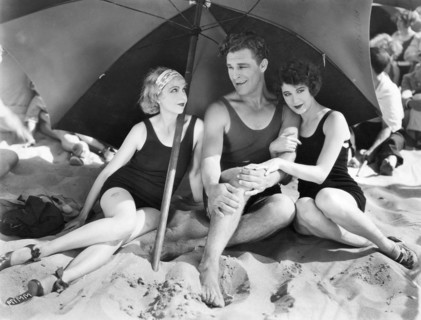 Edna Murphy, Guinn Williams, Fanny Brice, on-set of the Silent Film "My Man", 1928