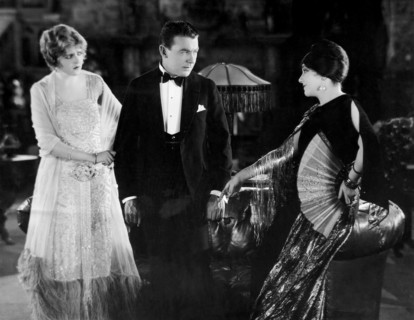 Miss DuPont, (aka Patricia DuPont), Tom Moore, Laurette Taylor, on-set of the Silent Film "One Night in Rome", 1924