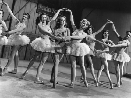 Janet Leigh, (center), on-set of the Film "The Red Danube", 1949