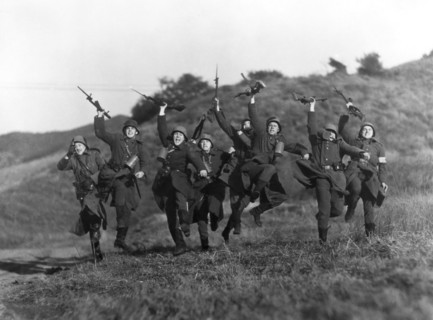 Charging Soldiers with Rifles, on-set of the Film "The Road Back", 1937