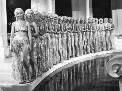 Row of Chorus Girls, Lucille Ball, (far right), on-set of the Film "Roman Scandals", 1933