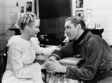 Miriam Hopkins, Errol Flynn, on-set of the Film "Virginia City", 1940