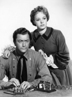 Robert Young, Virginia Gilmore, on-set of the Film "Western Union", 20th Century Fox, 1941