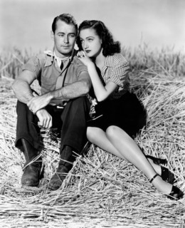 Alan Ladd, Dorothy Lamour, on-set of the Film "Wild Harvest", 1947