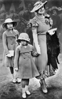 Queen Elizabeth II, of United Kingdom, as a child, with the Queen Mother, Elizabeth, and Princess Margaret, circa late 1930's