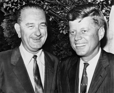 U.S. Senators John F. Kennedy and Lyndon B. Johnson, after announcing Johnson's Vice Presidential Place on Ticket, July 29, 1960