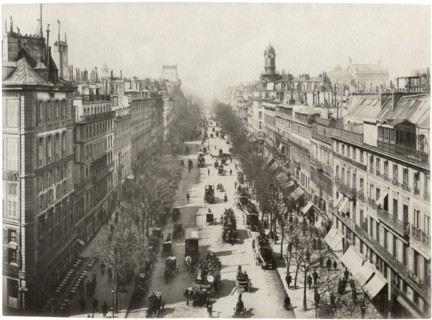 Street Scene, Boulevard des Italiens, Paris, France, Albumen Print, circa 1890