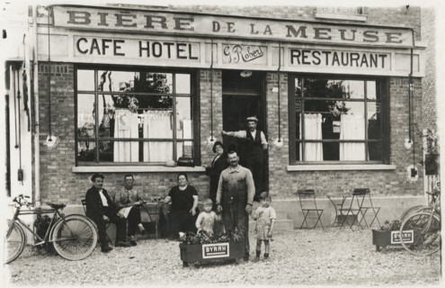 Group of People in Front of Hotel Café, France, circa 1905