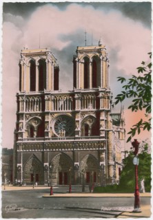 Notre Dame Church, Paris, France, Hand-Colored Postcard, circa 1930