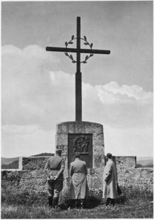 Wilhelm Bruckner, Adolf Hitler and Julius Schaub Observing War Memorial, Hiltpoltstein, Germany, 1936
